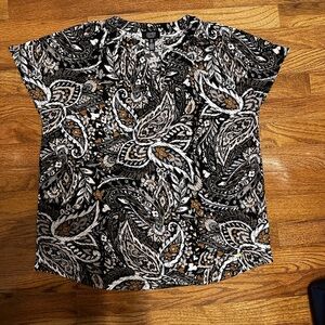 Jones New York Black and White Paisley Blouse